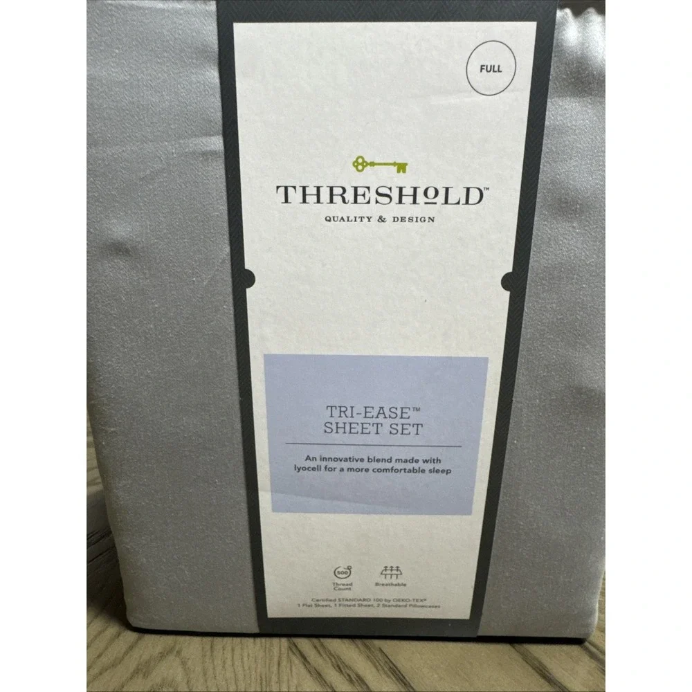 Threshold TRI EASE Super Soft Microfiber Full Sheet‎ Set - Gray (4PC) BRAND NEW